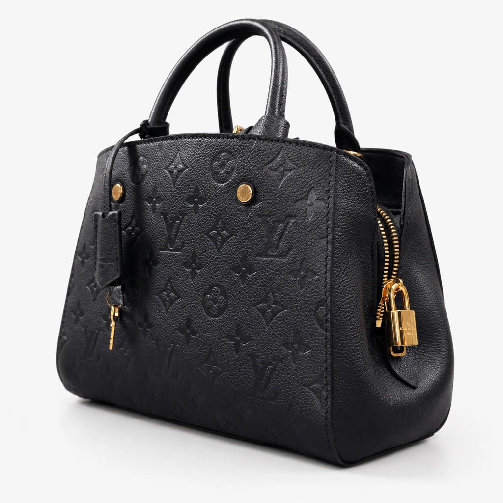 Louis Vuitton Monogram Empreinte Montaigne BB 2Way Shoulder Handbag Black GHW