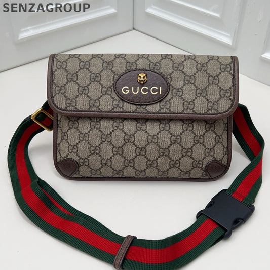 Gucci Ophidia Canvas Shoulder Crossbody Brown Gold Unisex Adults Classic