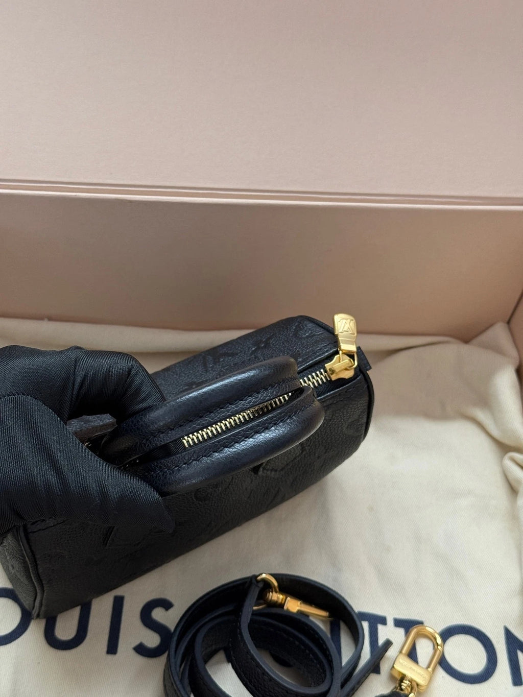 Louis Vuitton Black Speedy Nano Top Handle Bag For Women