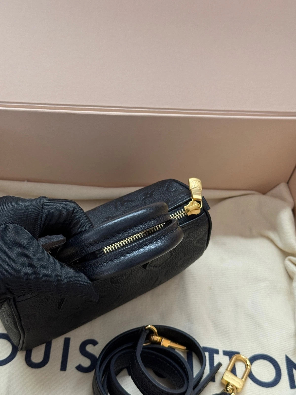 Louis Vuitton Black Speedy Nano Top Handle Bag For Women