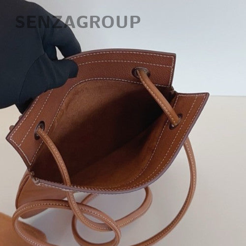 Hermes Aline Mini Crossbody Shoulder Bag Brown Silver Used Women Classic Fashion
