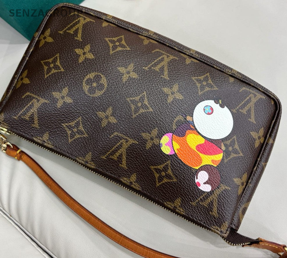 Louis Vuitton Monogram Panda Pattern Shoulder Bag Brown Gold Women Designer