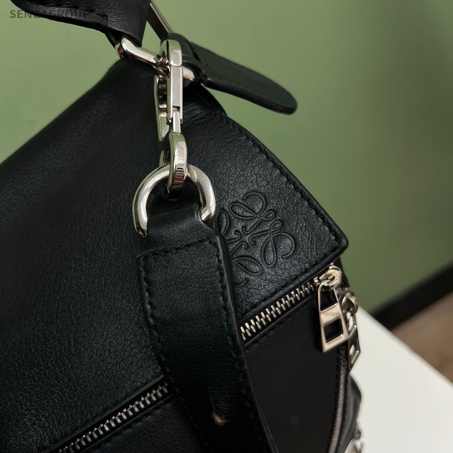 Loewe Puzzle MM Shoulder Bag Crossbody Black Silver Women Classic