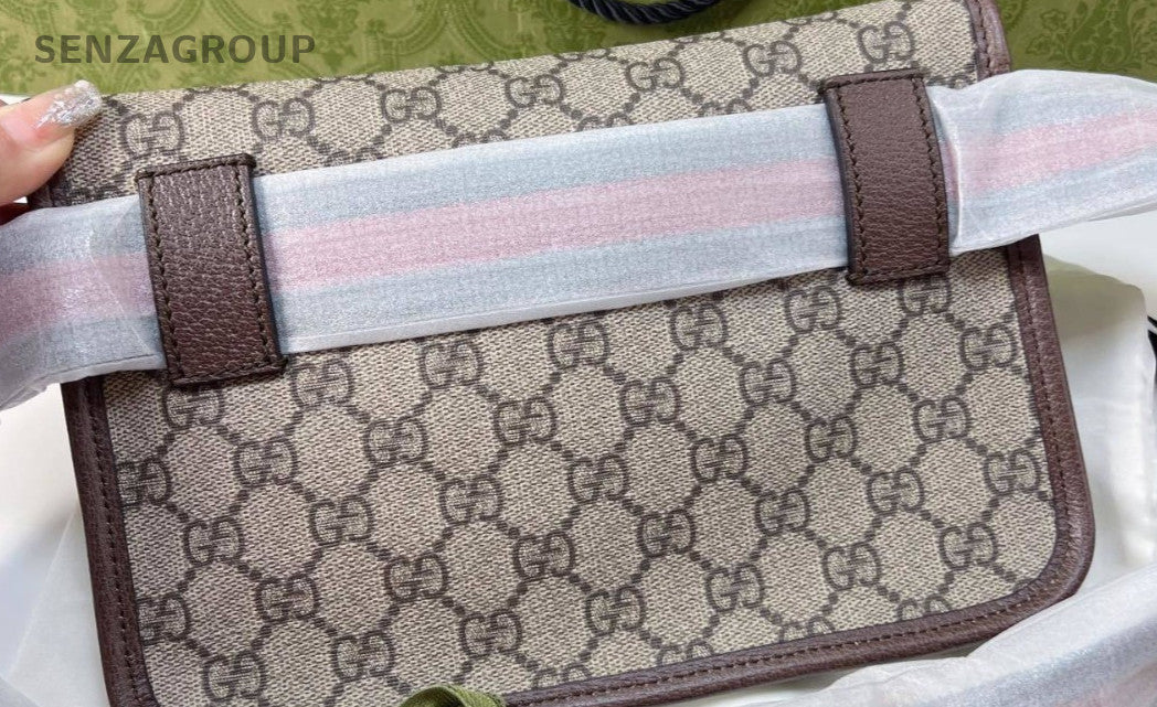 Gucci GG Supreme Waist Bag Shoulder Crossbody Bag Brown Brand New