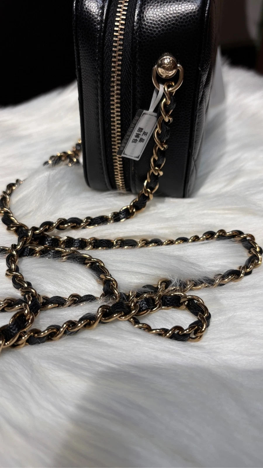 CHANEL Caviar Leather Camera Chain Crossbody Bag For Women