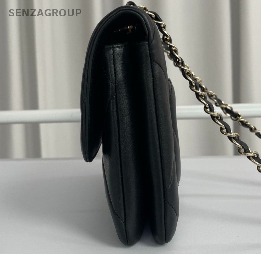 Chanel Trendy CC Diamond Chain Shoulder Bag Black Gold Women Classic Fashion