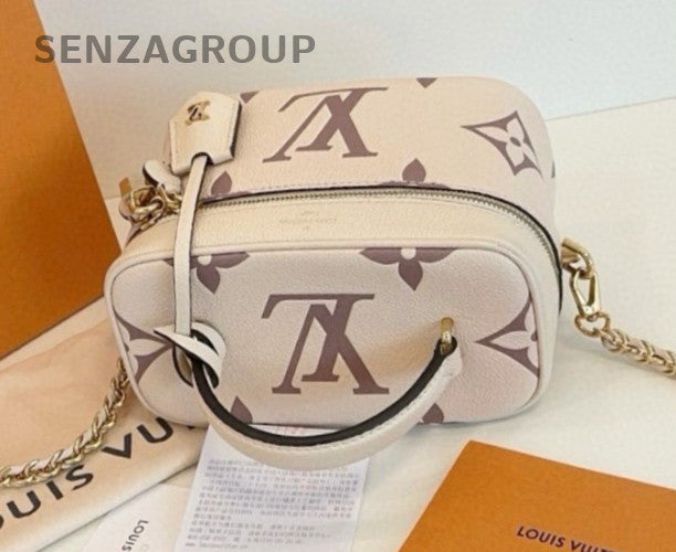 Louis Vuitton Vanity box All Leather Logo Top Handle Shoulder bag Cream white