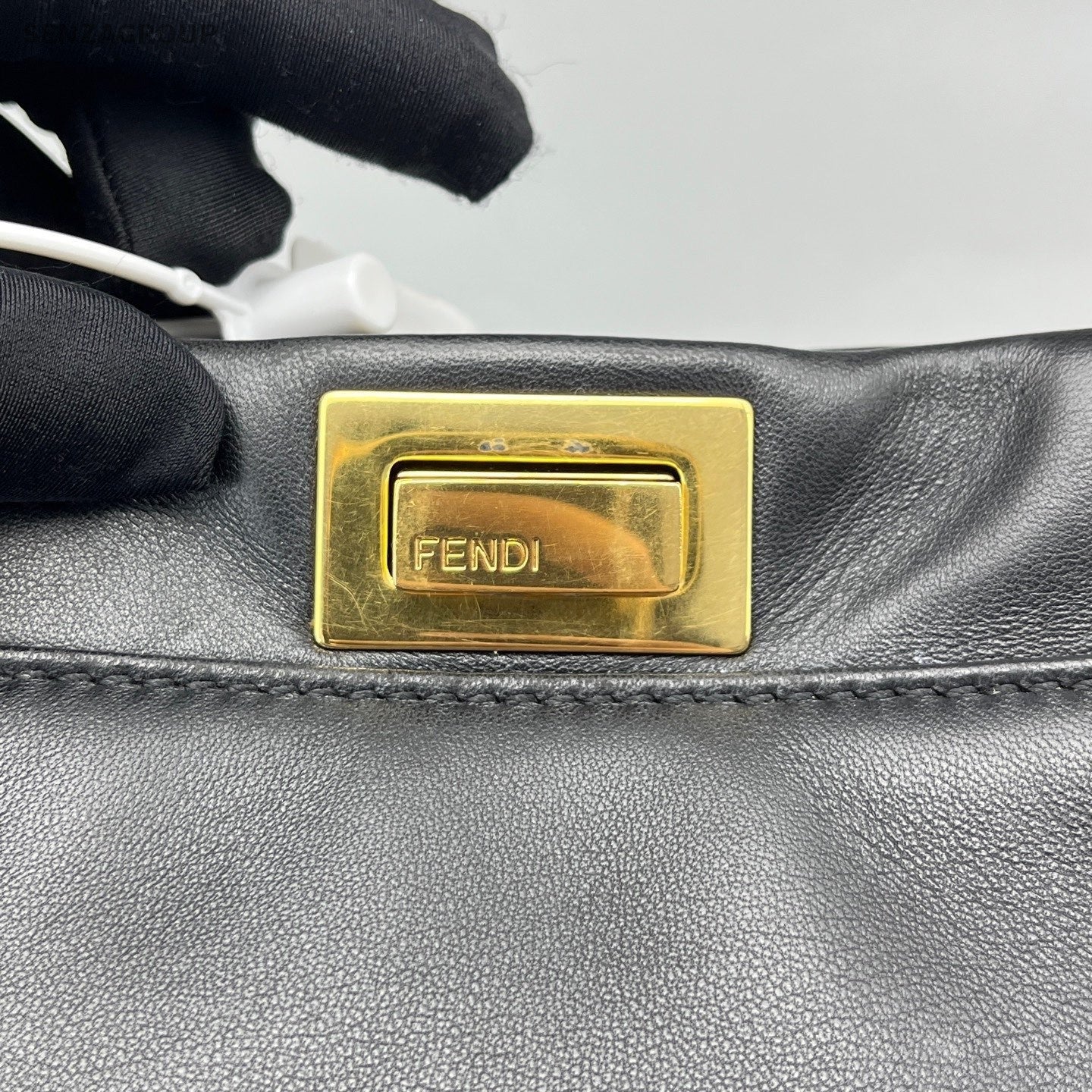 Fendi Peekaboo PM Top Handle Bag Crossbody Black Gold Women Classic