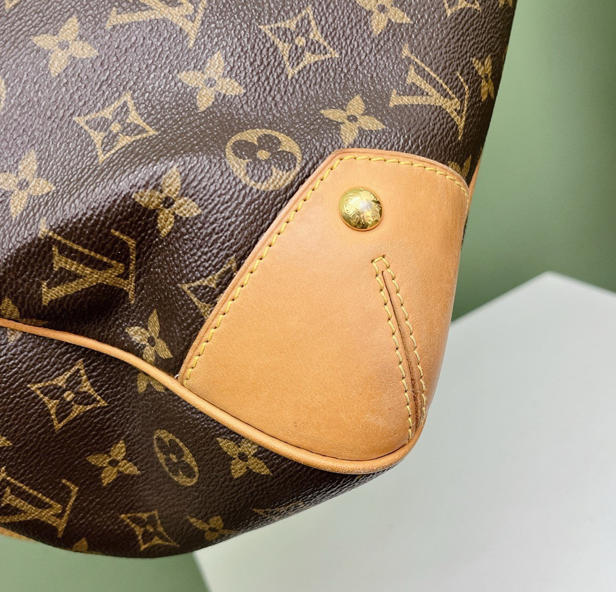 Louis Vuitton Monogram Tote Shoulder Bag Brown Gold Used Women Classic