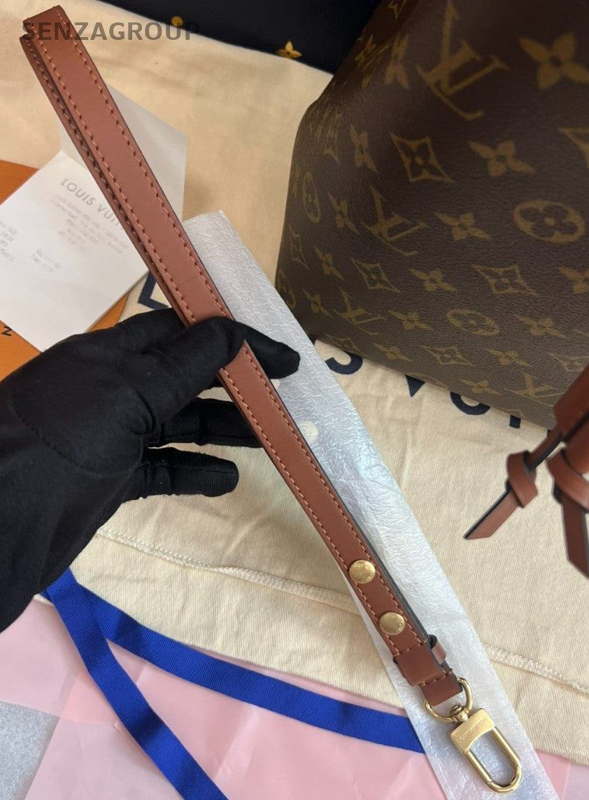 Louis Vuitton Monogram Bucket Shoulder Crossbody Bag Brown Women Brand New