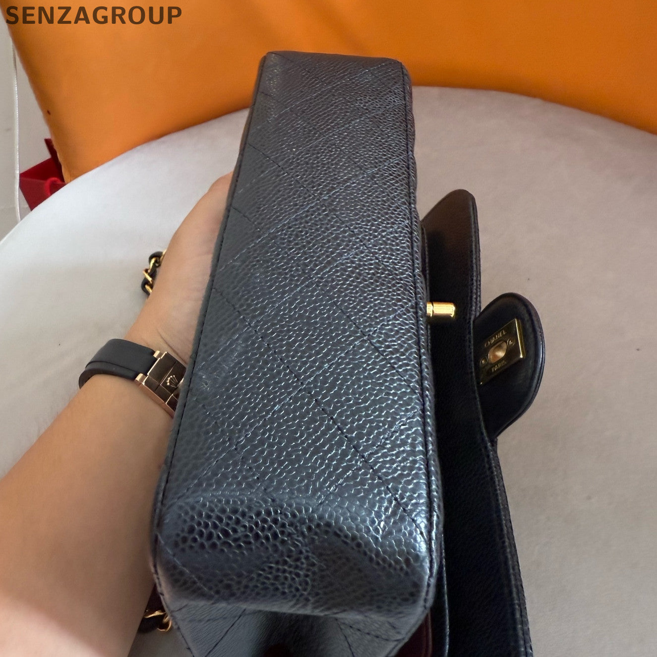 Chanel CF Black Gold Small Quilted Chain Shoulder Crossbody Bag