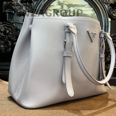 Prada Double Bag Small Purple Silver Tote Shoulder Bag Classic Women