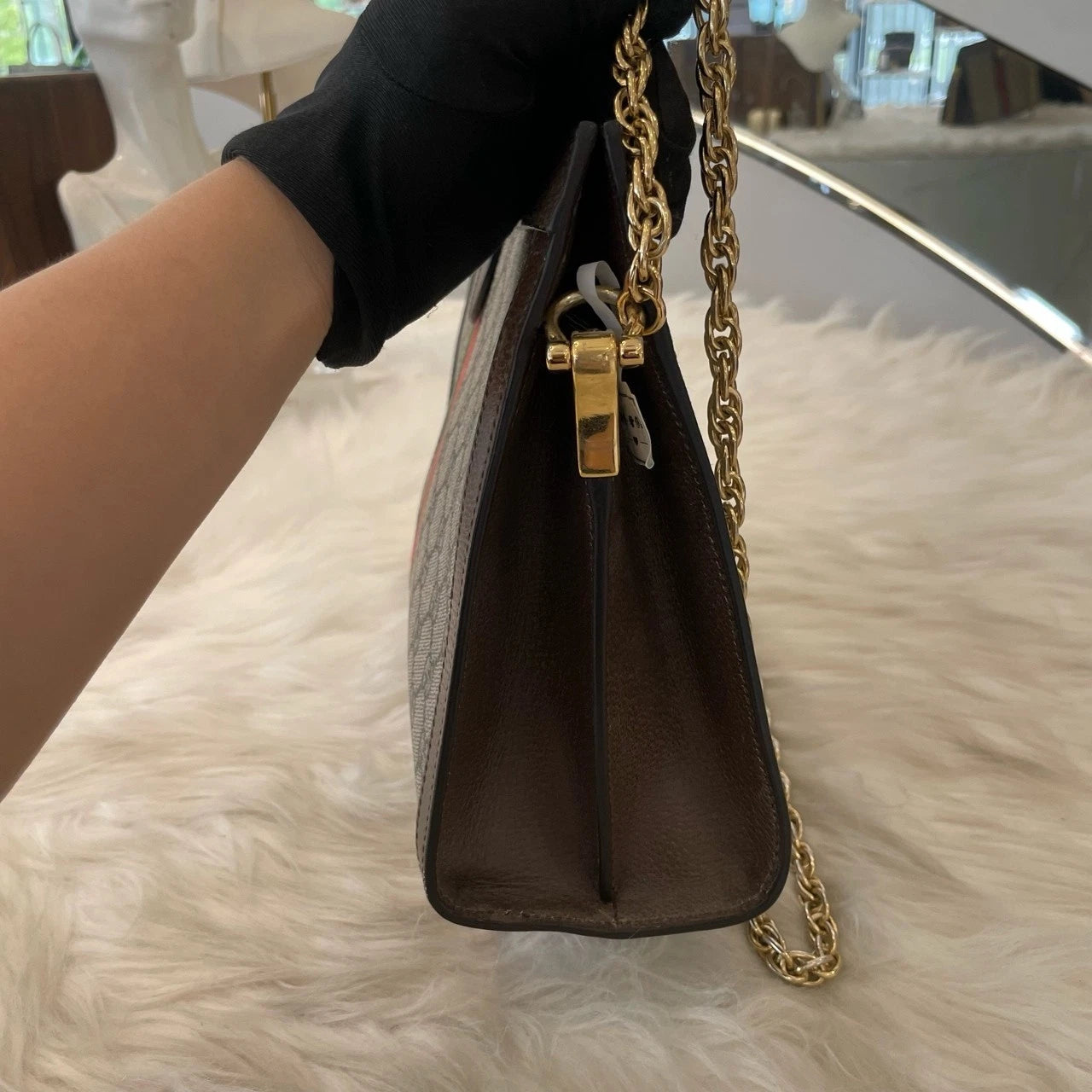 Gucci GG Marmont Matelasse Chain Shoulder Bag Large Brown