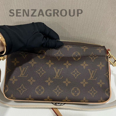 Louis Vuitton Monogram Shoulder Crossbody Bag Brown Gold Hardware