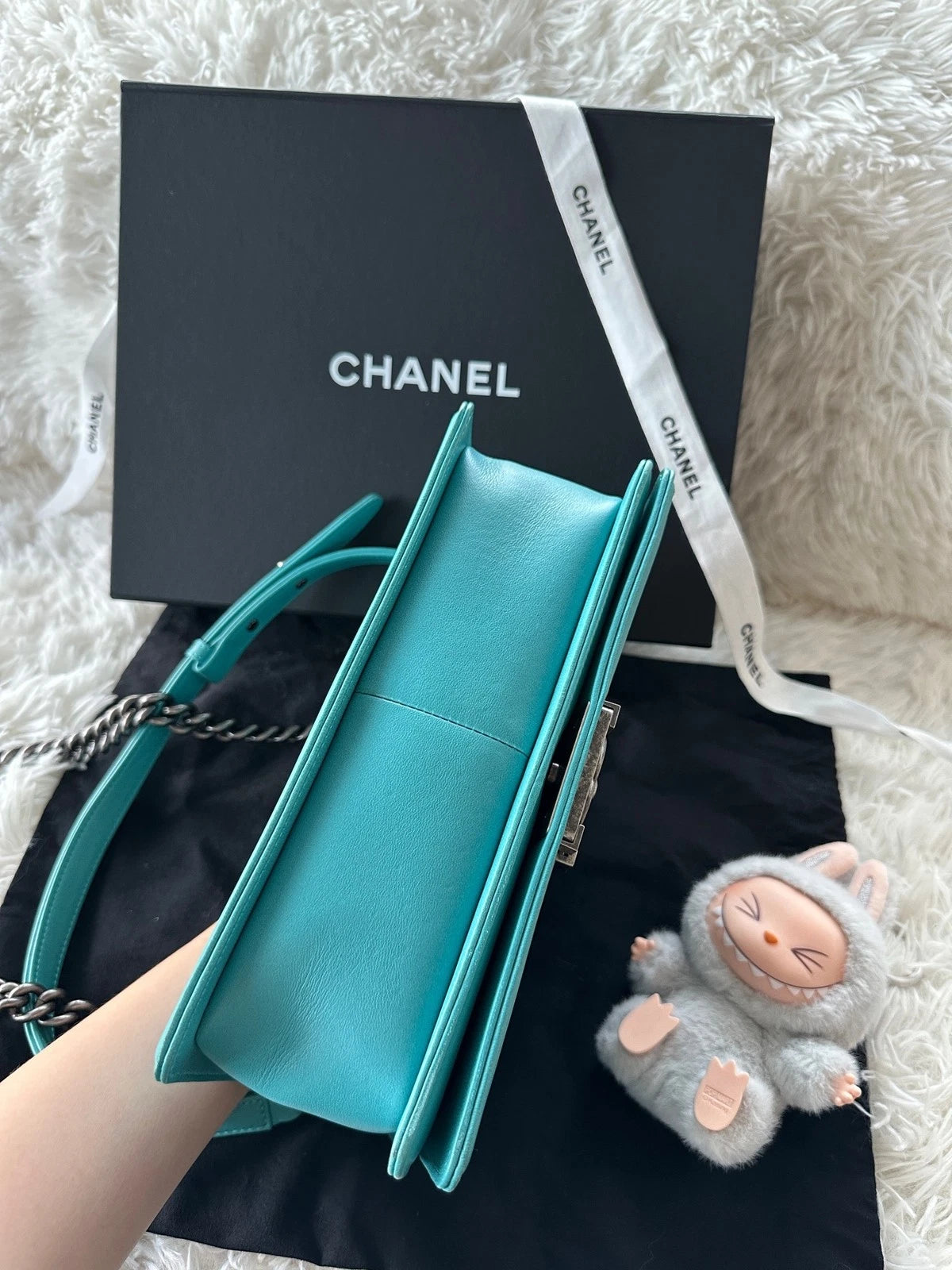CHANEL Leboy Lambskin Turkish Blue Shoulder Crossbody For Women