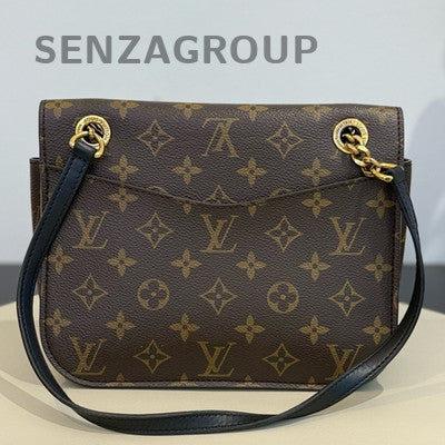 Louis Vuitton Passy Monogram Chain Crossbody Bag Brown Gold Women Classic