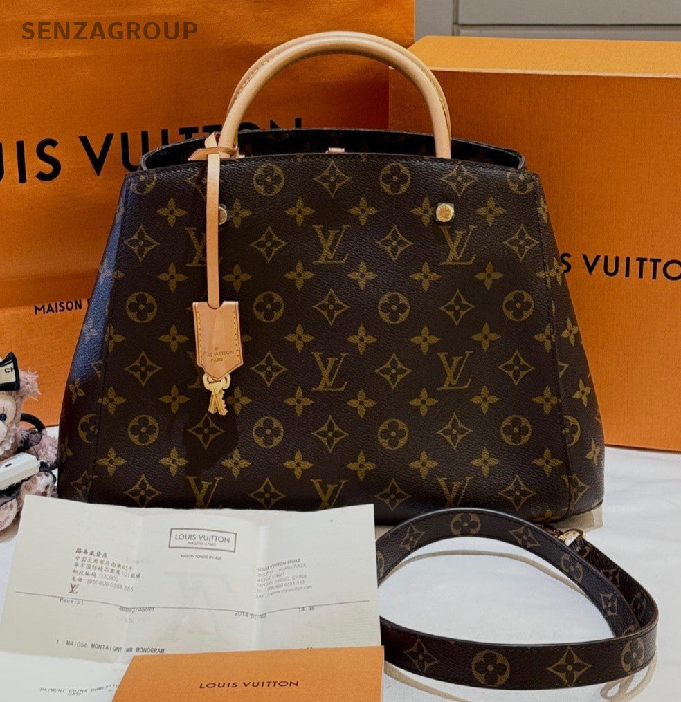 Louis Vuitton Montaigne BB Monogram Top Handle Bag Shoulder Bag Brown Gold Women