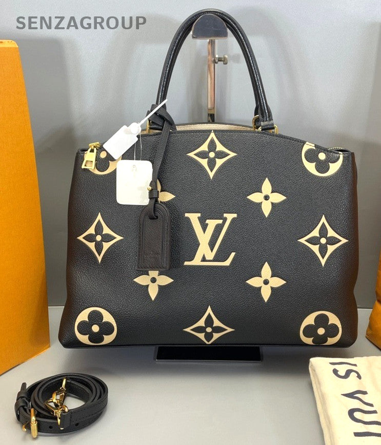 Louis Vuitton Montaigne MM Leather Handbag 2way Shoulder bag Black