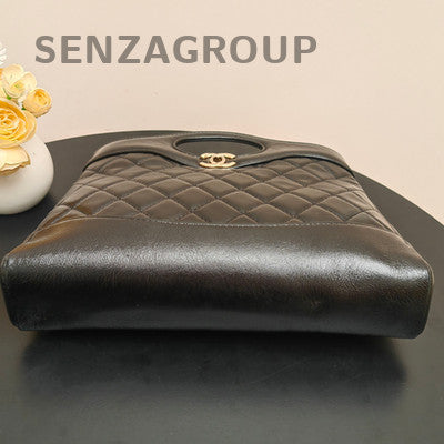Chanel 31 Bag Black Quilted Lambskin Gold Hardware Classic Women's Tote