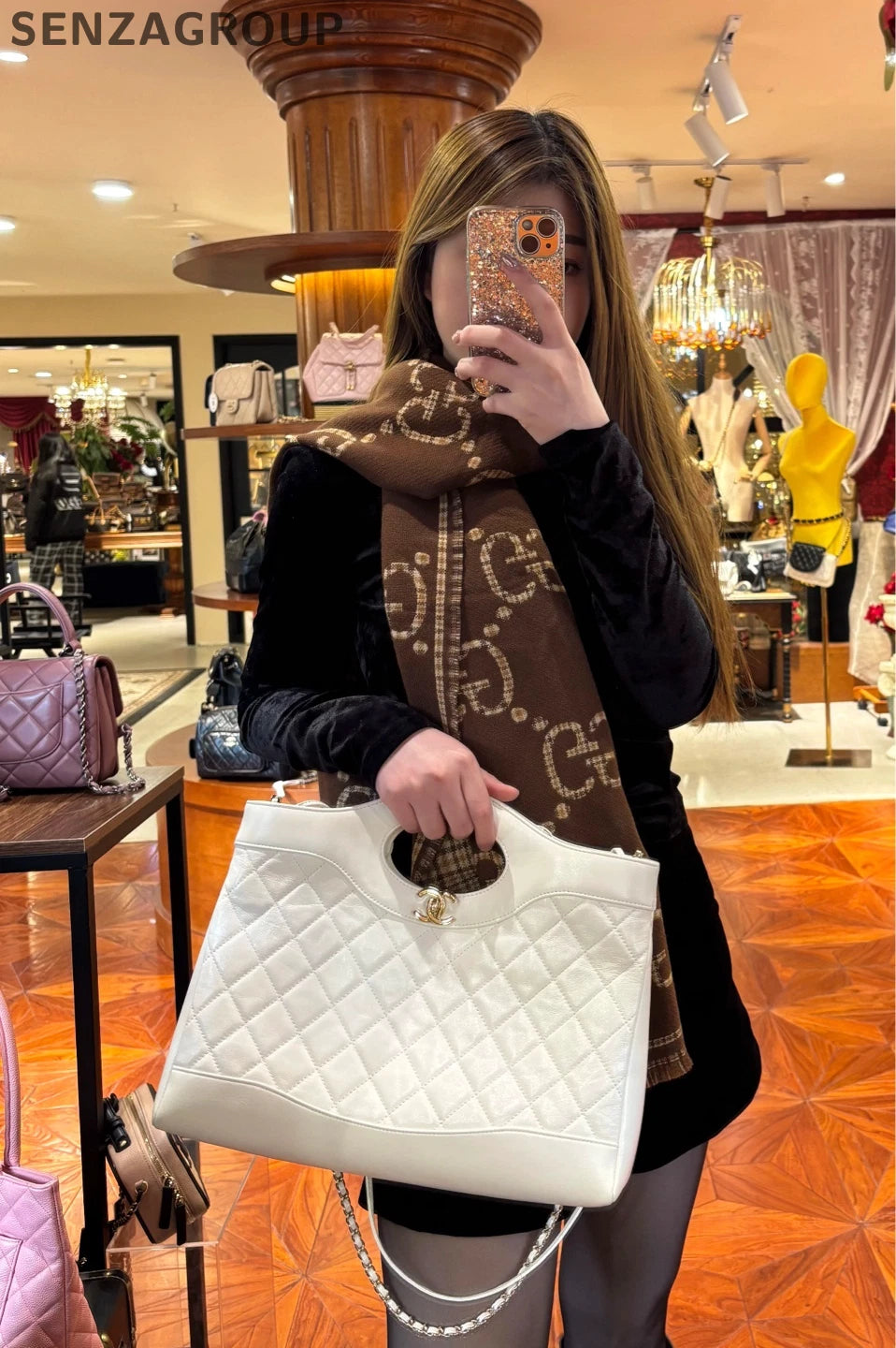 CHANEL 31 Horizontal Medium Large White Lambskin Tote Women