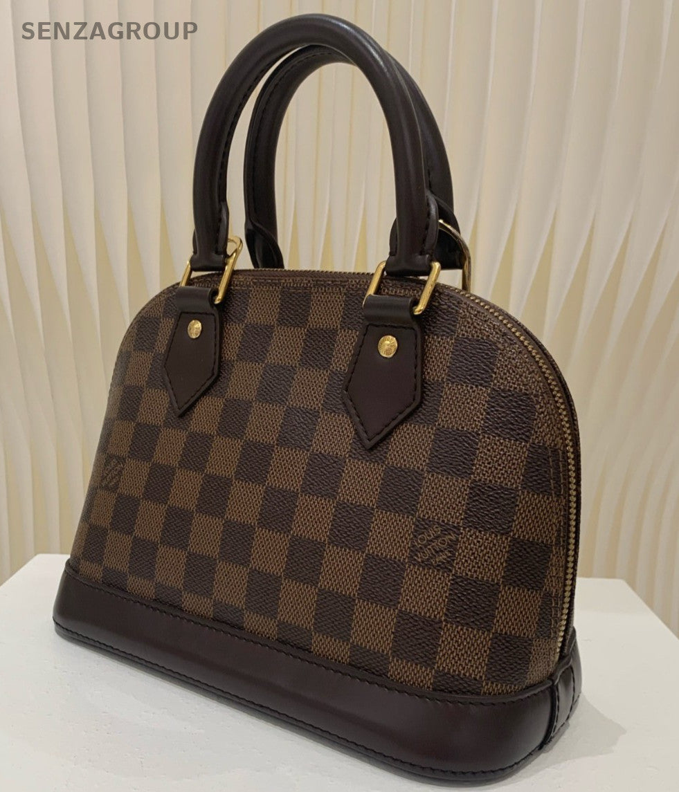 Louis Vuitton Alam BB Top Handle Bag Crossbody Brown Red Gold Women Classic