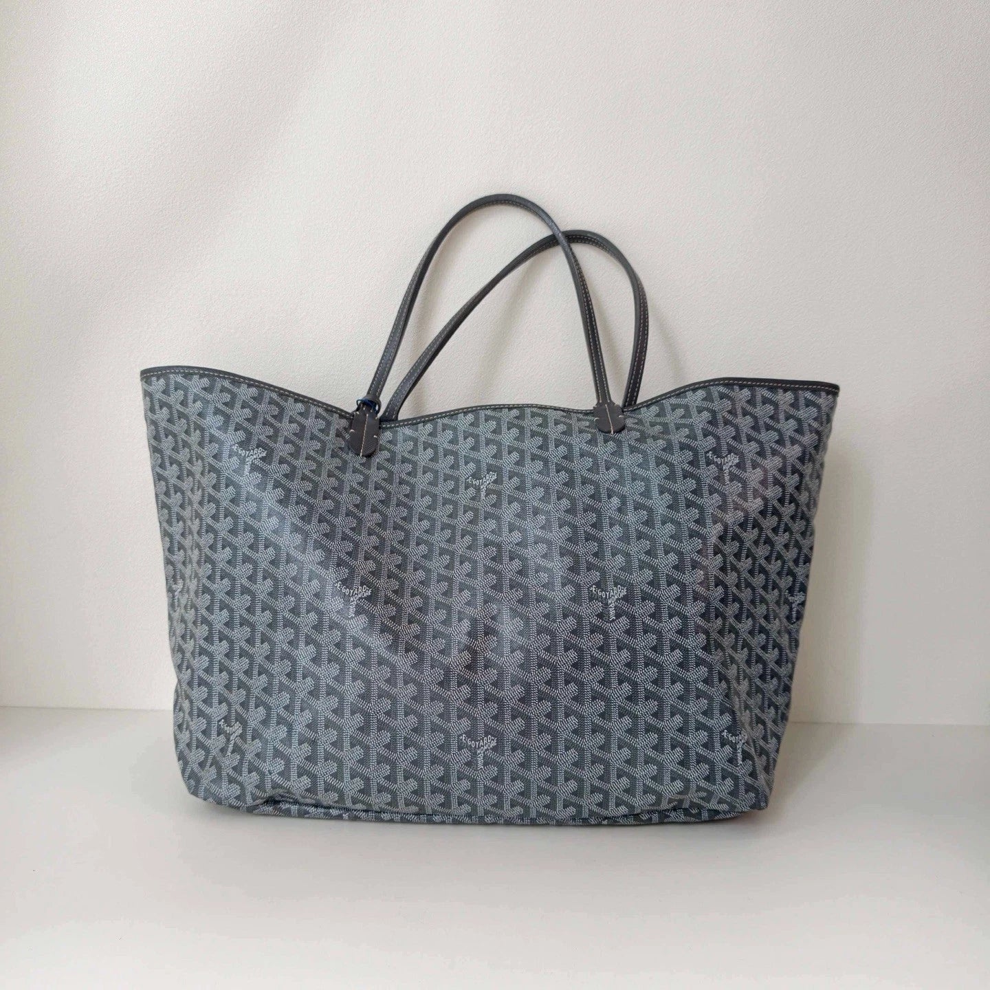 Goyard Saint Louis GM Top Handle Shoulder Bag Black Silver Women Classic