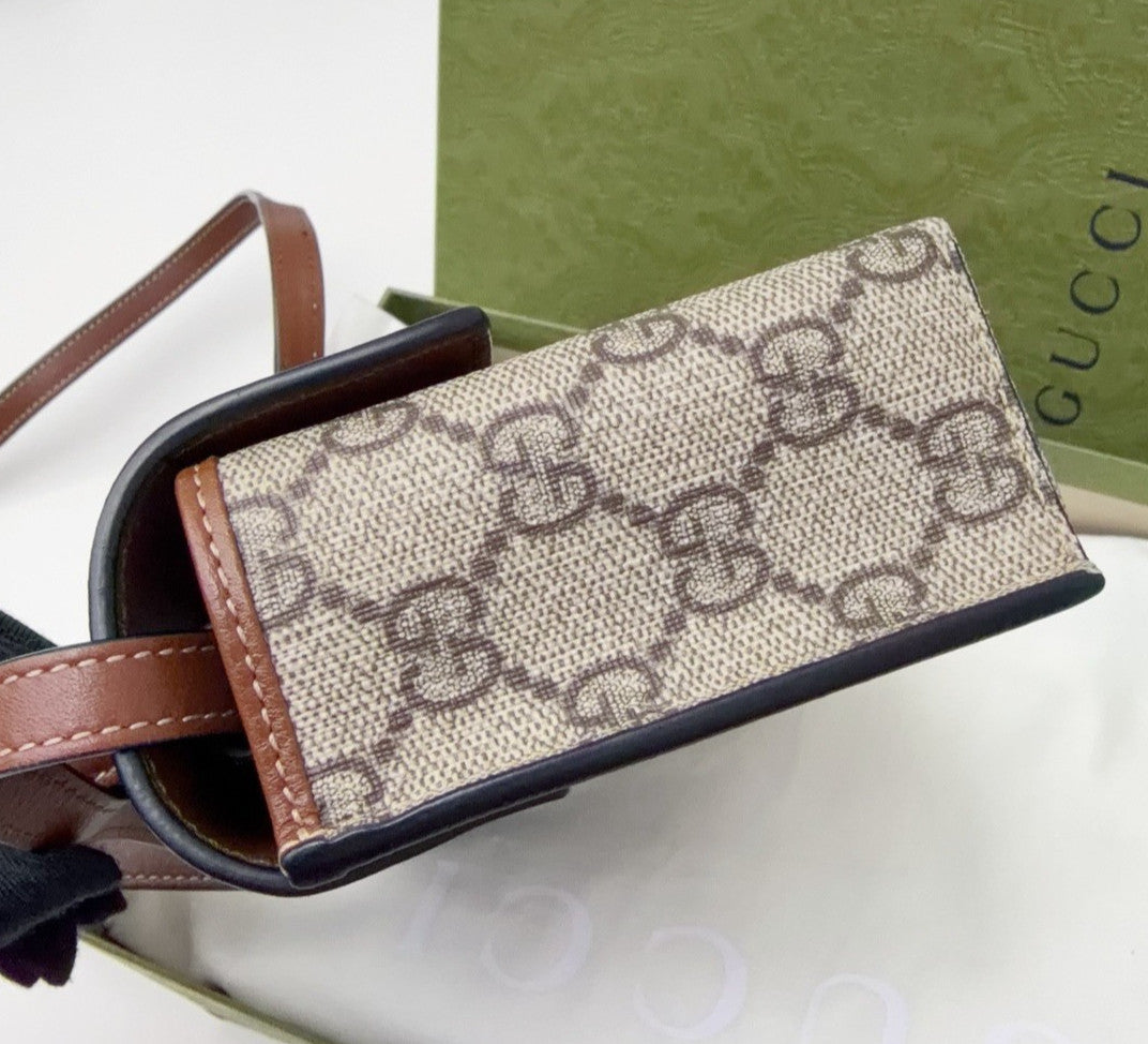 Gucci Padlock Ophidia Top Handle Crossbody Brown Gold Women Classic