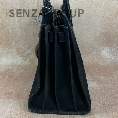 YSL Saint Laurent Sac de Jour Black Suede Handbag Shoulder Bag Women Classic