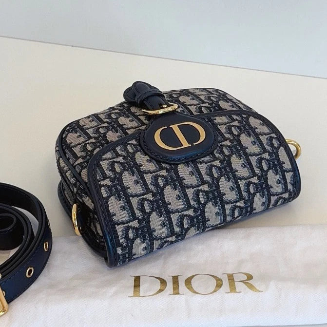 Dior Saddle Gold Navy Shoulder Bag Crossbody Excellent