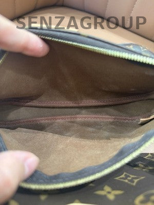Louis Vuitton Monogram Zip Shoulder Crossbody Bag Brown Green Gold Classic Women