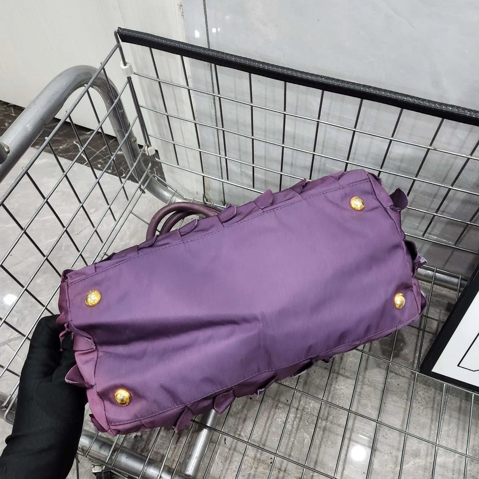 PRADA Purple Gradient Nylon Petal Tote Handbag For Women