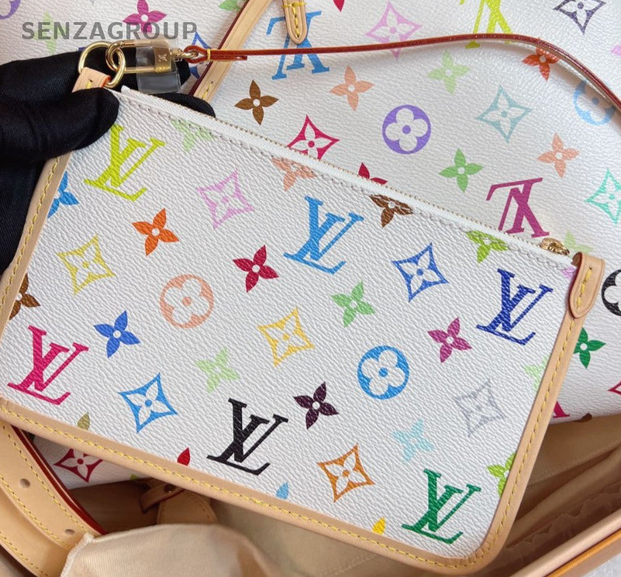 Louis Vuitton X Takashi Murakami Carryall PM Shoulder Bag White Used Women