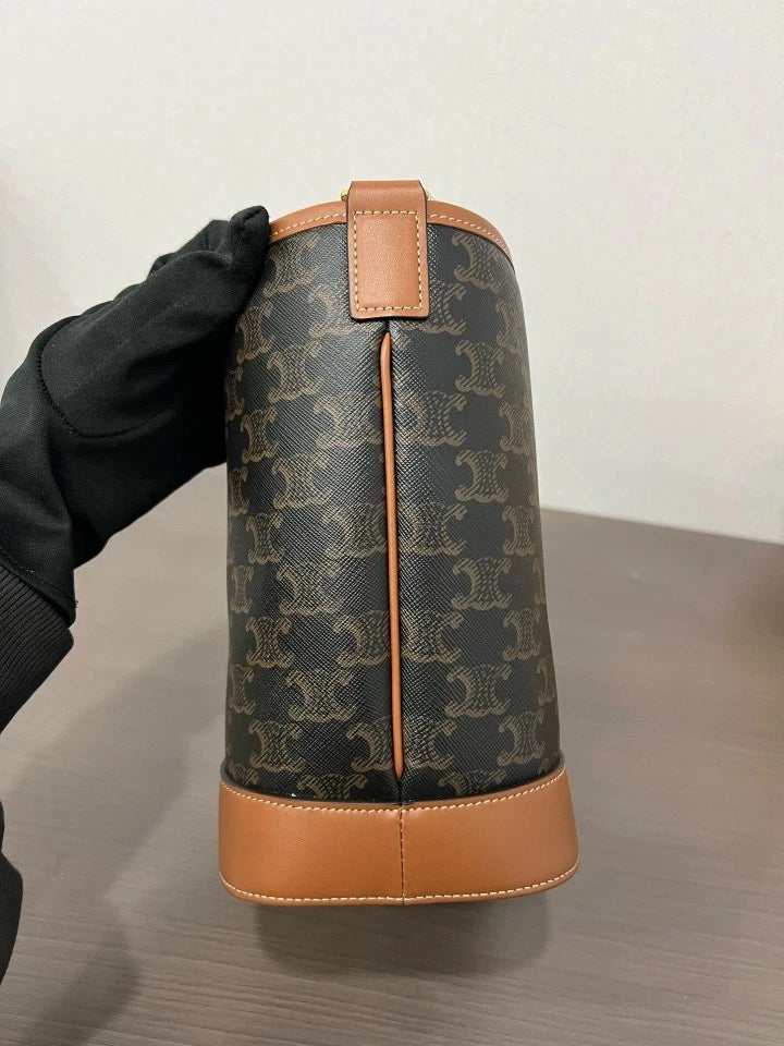 Authentic Celine Monogram Canvas Small Bucket Bag For Women