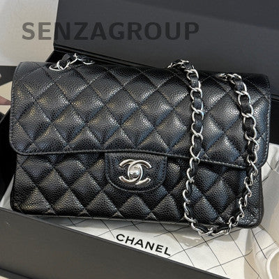 Chanel Black Silver Small CF Chain Quilted Shoulder Crossbody Bag