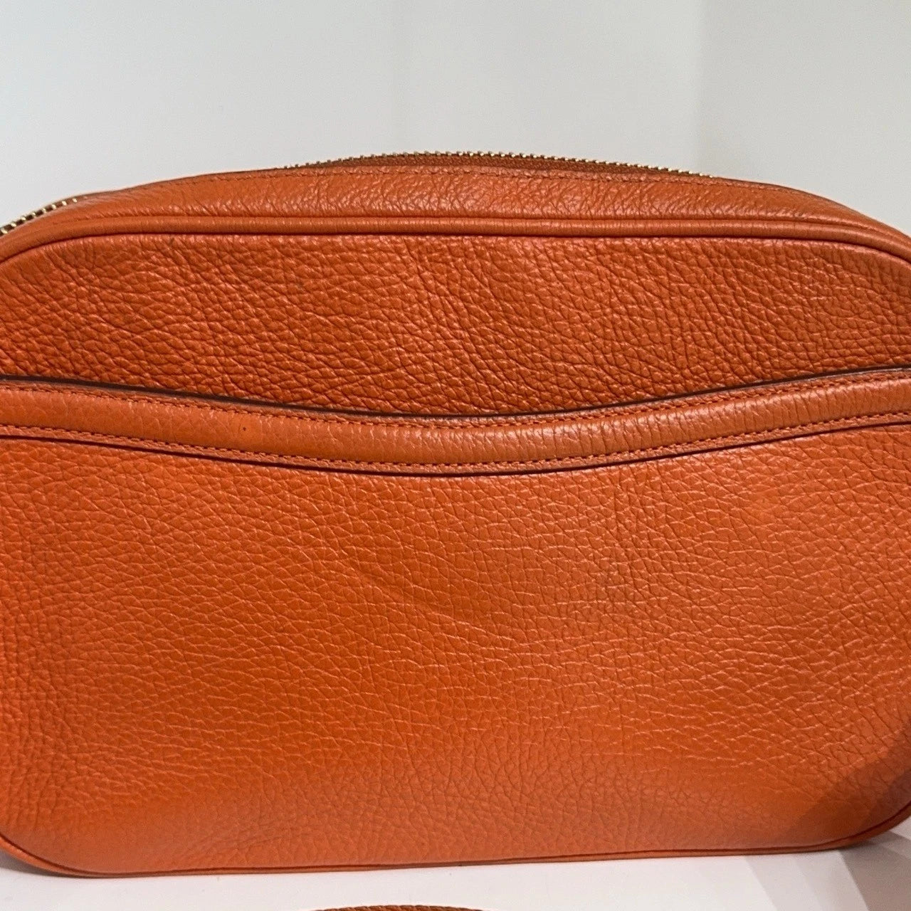 Coach Orange Horse Carriage Logo Print Camera Crossbody Bag For Women