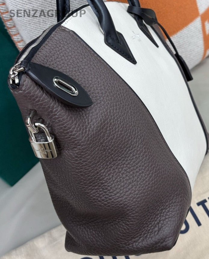 Louis Vuitton Lockit Top Handle Bag Gray Silver Used Women Classic Designer