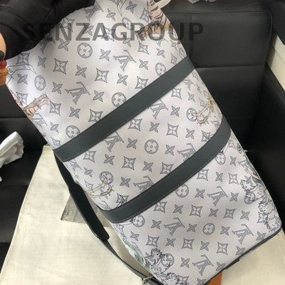 LV Keepall Zootopia Travel Bag Shoulder Crossbody White Black Classic
