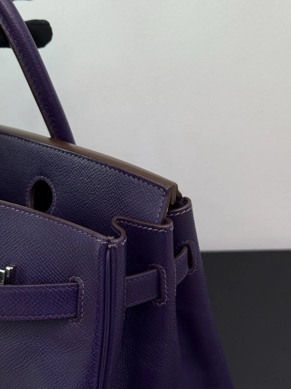 Authentic Hermes Birkin 30 Tote Top Handle Bag Purple Silver Hardware