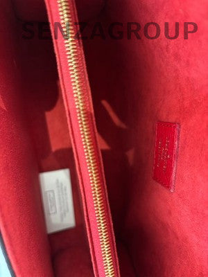 Louis Vuitton Monogram Brown Red Gold Chain Crossbody Bag Women Classic