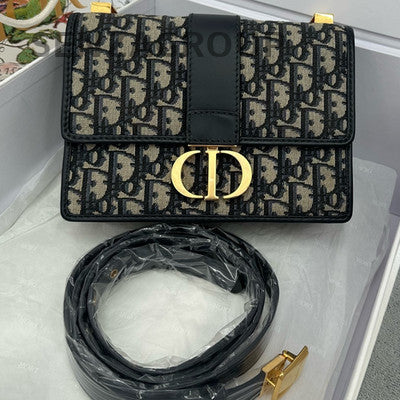 Dior Montaigne Oblique Blue Gold Shoulder Crossbody Bag Classic Women