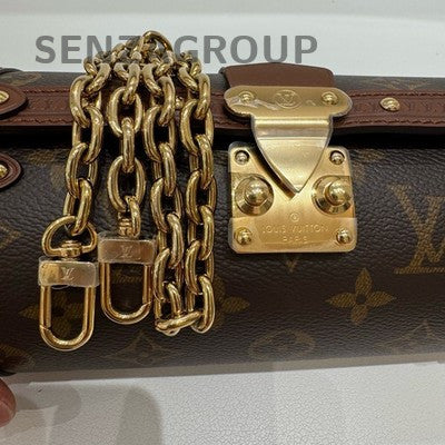 Louis Vuitton Papillon Monogram S-Lock Chain Shoulder Bag Brown Women