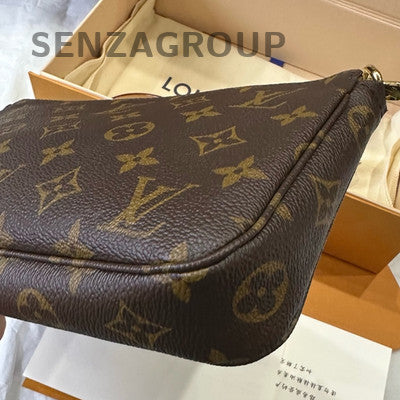 Louis Vuitton Monogram Pochette Accessoires Chain Shoulder Bag Brown
