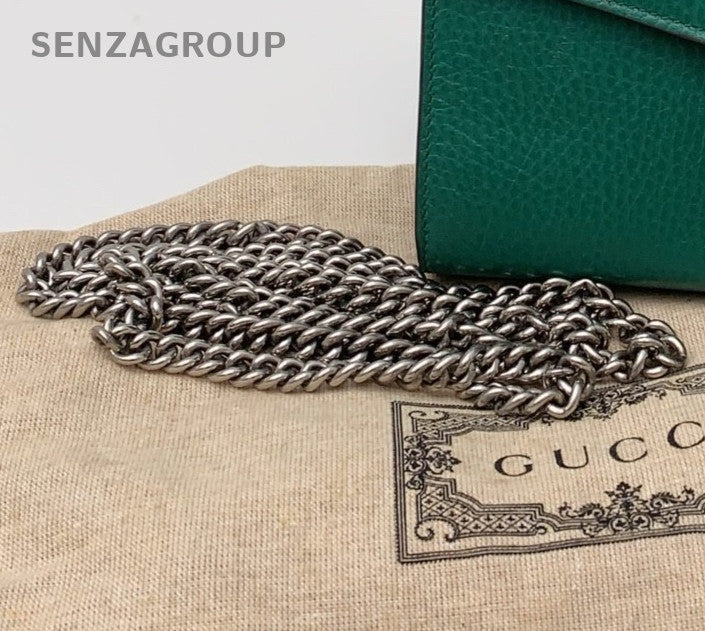 Gucci Dionysus WOC Chain Crossbody Clutch Green Silver Women Classic