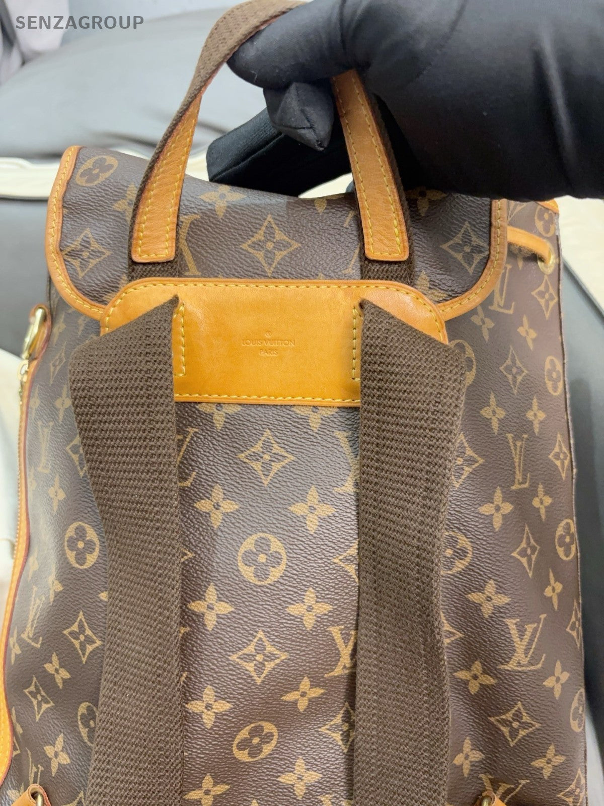 Louis Vuitton Bosphore Monogram Backpack Brown Gold Unisex Adults Classic