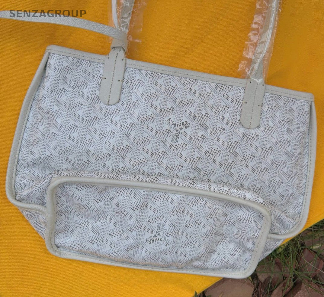 Goyard Tote Mini Top Handle Bag Shoulder Bag White Silver Women Classic
