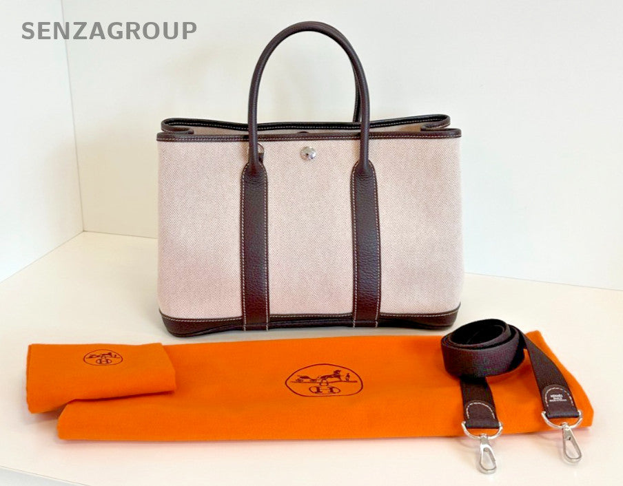 Hermes Garden Party 30 Tote Canvas 2way Shoulder Handbag