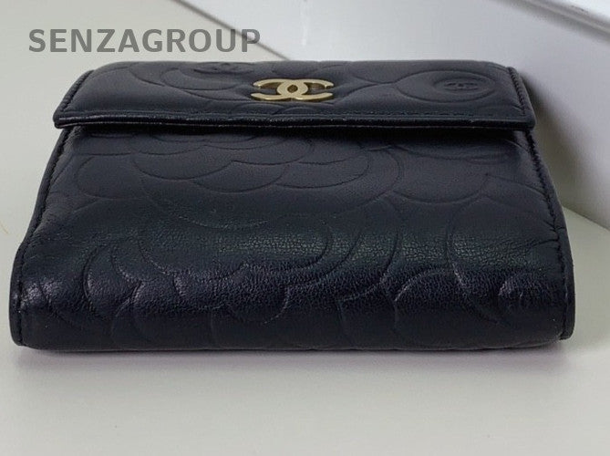 CHANEL Camellia Black gold Small wallet