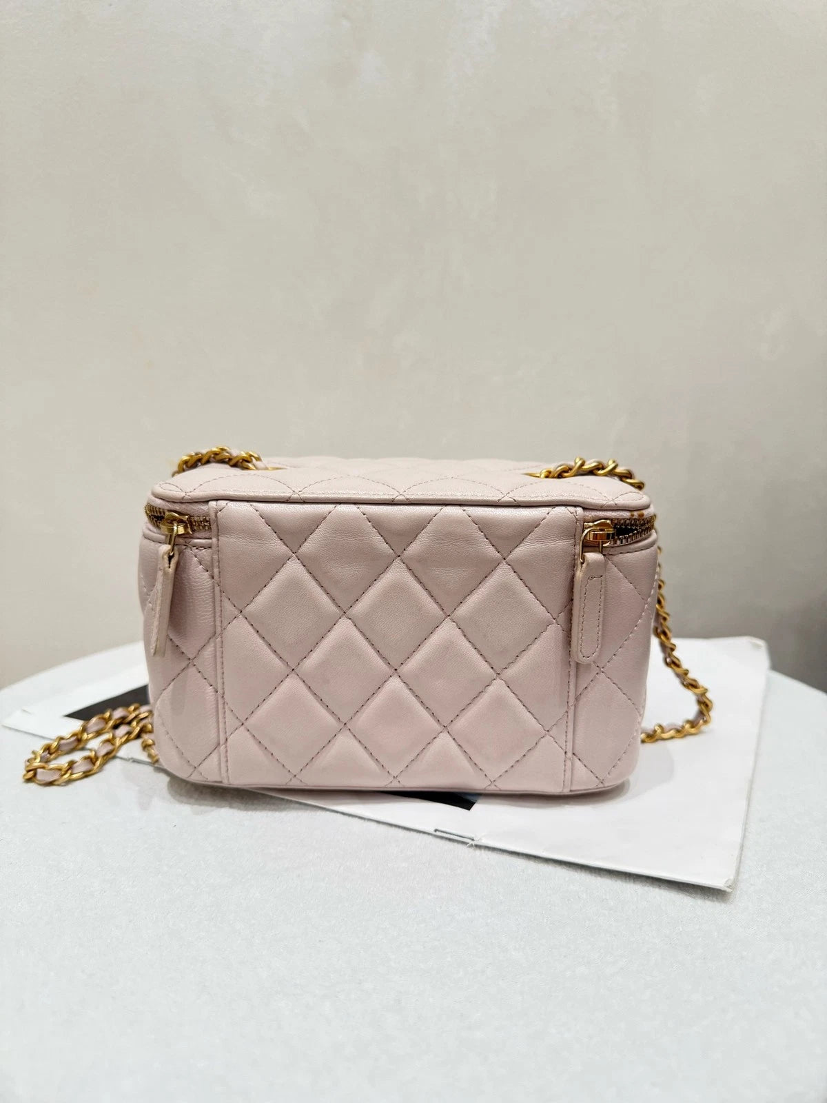 CHANEL Lambskin Purple Gold Ball Vanity Clutch Bag For Women