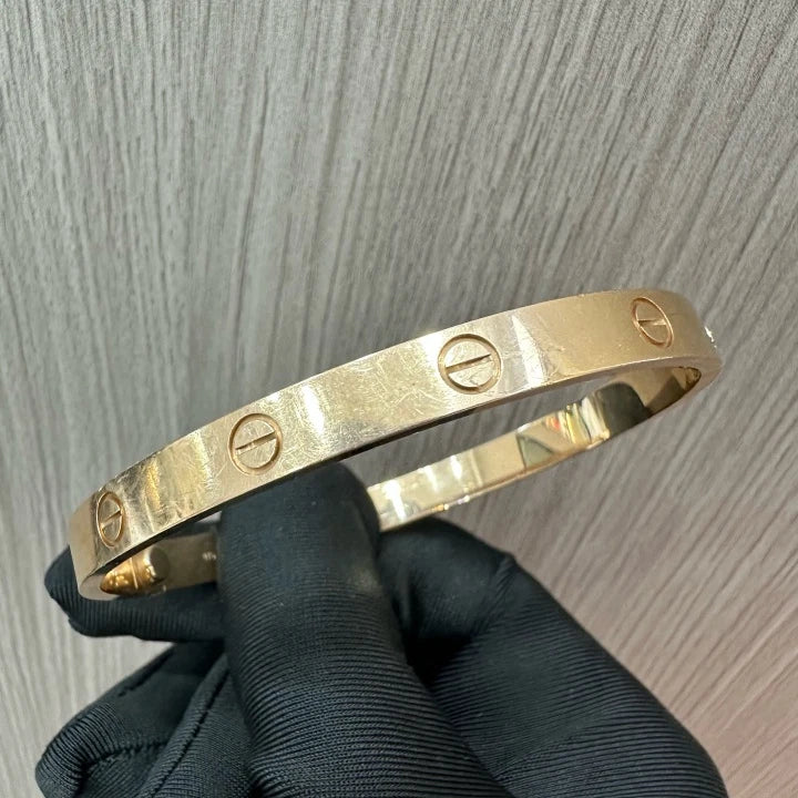 Cartier Love Classic Bracelet 18k Rose/Pink Gold Bangle Double Screw Size19