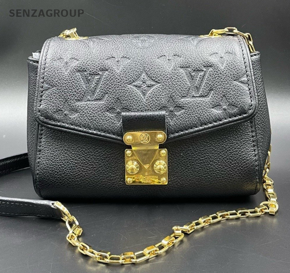 Louis Vuitton Monogram Empreinte Chain Shoulder Bag Black Gold Women Classic